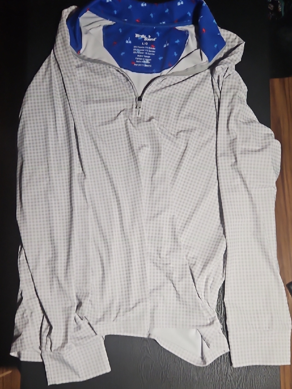 Peter Millar Men's Lightweight White Micro-Check Hooded Shirt Jacket